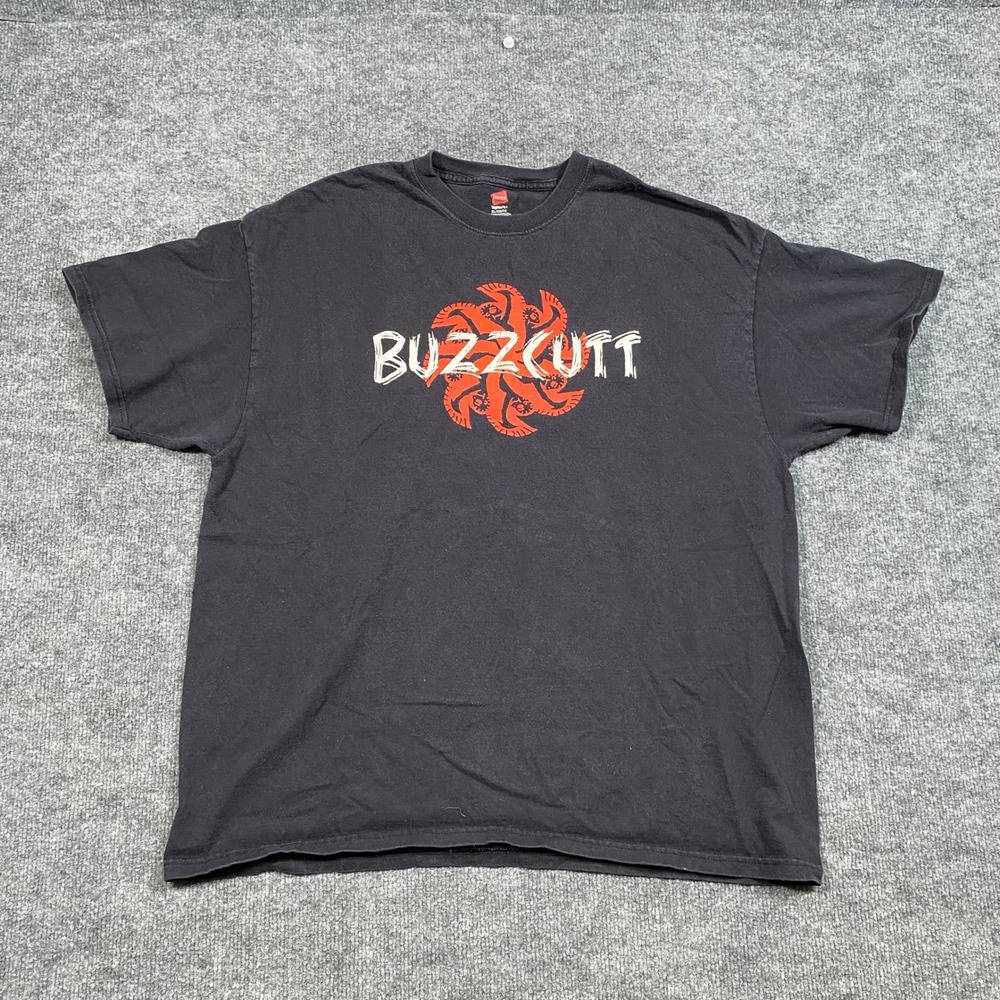 Hanes Buzzcutt Graphic T-Shirt Mens XL Black Short Sleeve Crewneck‎ Cotton Tee